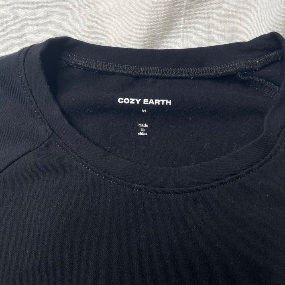 Cozy Earth Black Long Sleeve Crewneck Sweatshirt Medium Comfy Bamboo Loungewear - Picture 5 of 5